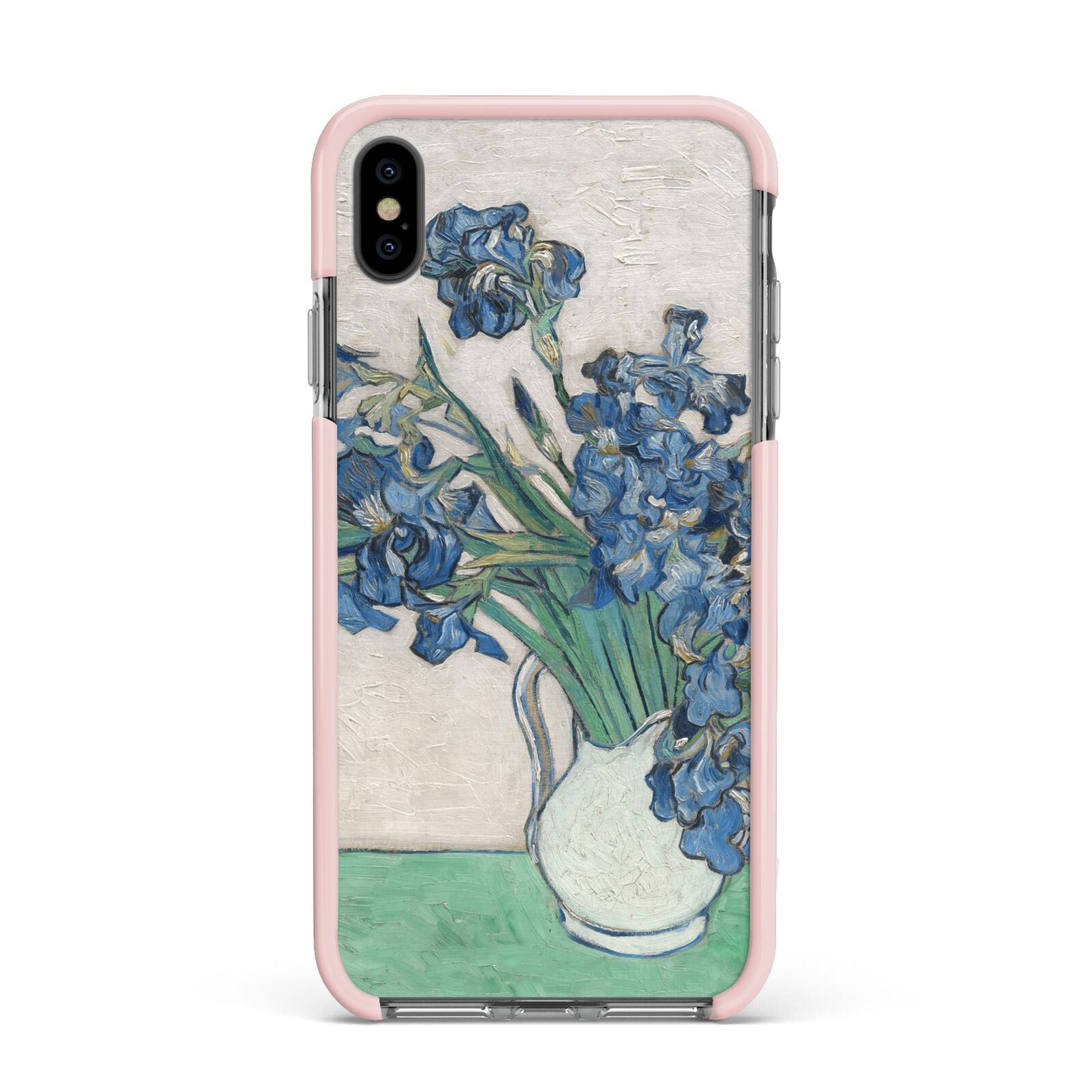 Irises By Vincent Van Gogh Apple iPhone Xs Max Impact Case Pink Edge on Black Phone