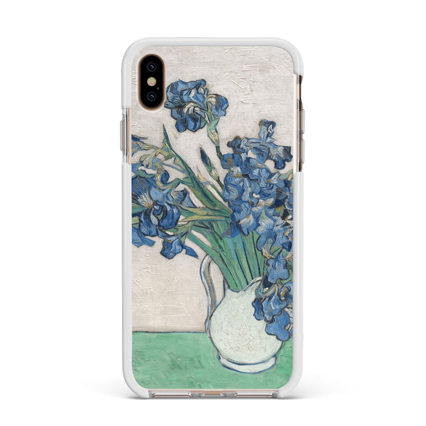 Irises By Vincent Van Gogh Apple iPhone Xs Max Impact Case White Edge on Gold Phone