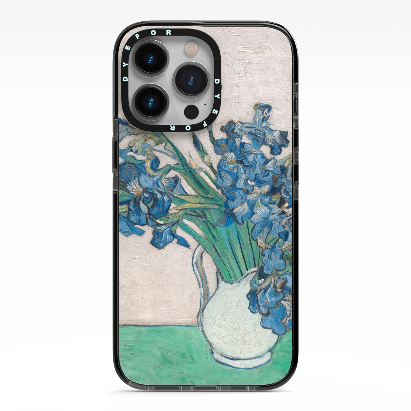 Irises By Vincent Van Gogh iPhone 13 Pro Black Impact Case on Silver phone