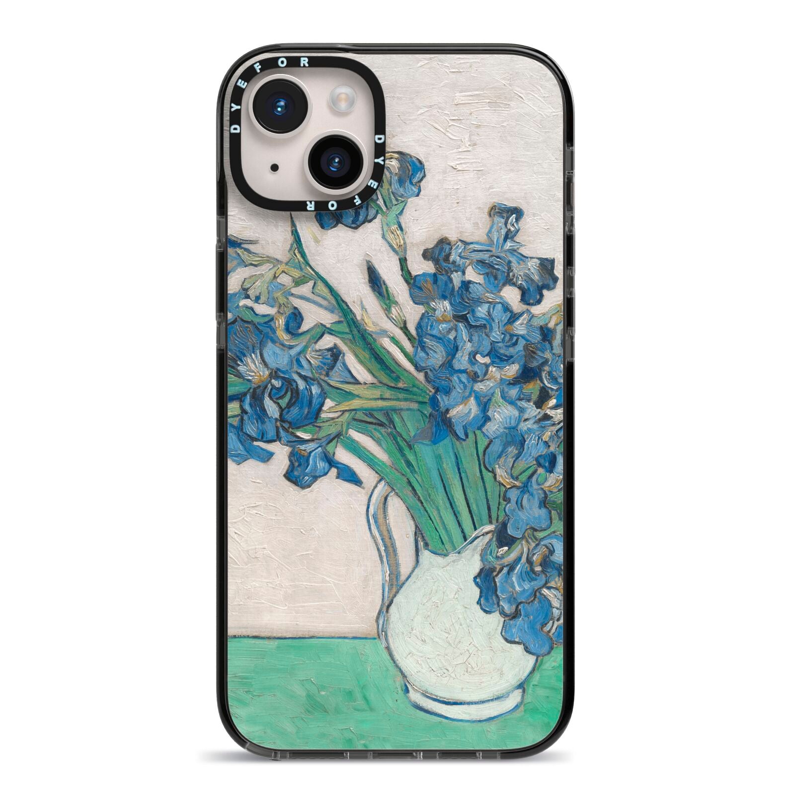 Irises By Vincent Van Gogh iPhone 14 Plus Black Impact Case on Silver phone