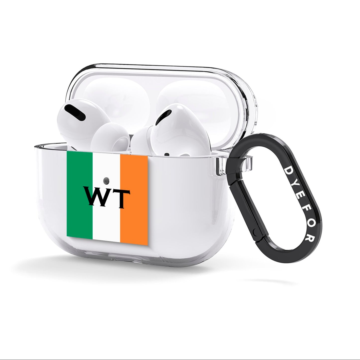 Irish Colours Personalised Initials AirPods Clear Case 3rd Gen Side Image