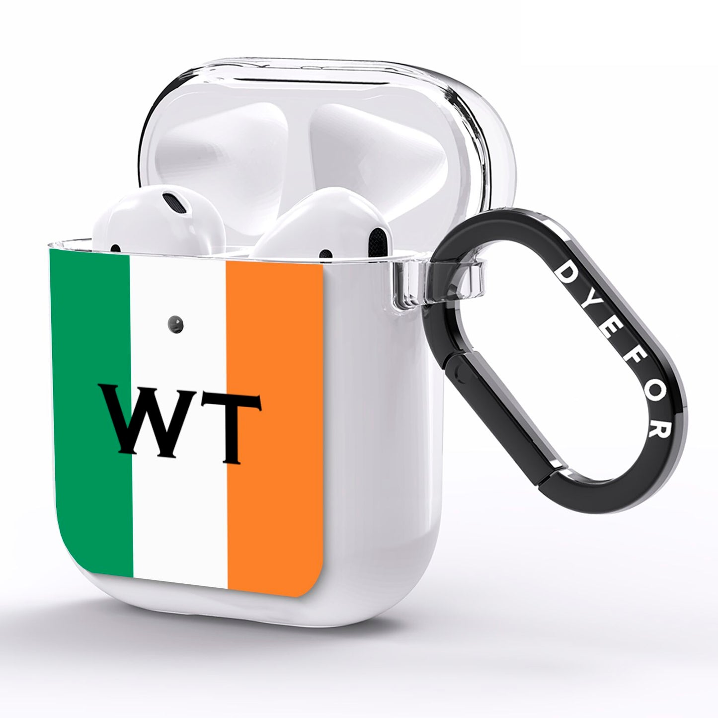 Irish Colours Personalised Initials AirPods Clear Case Side Image