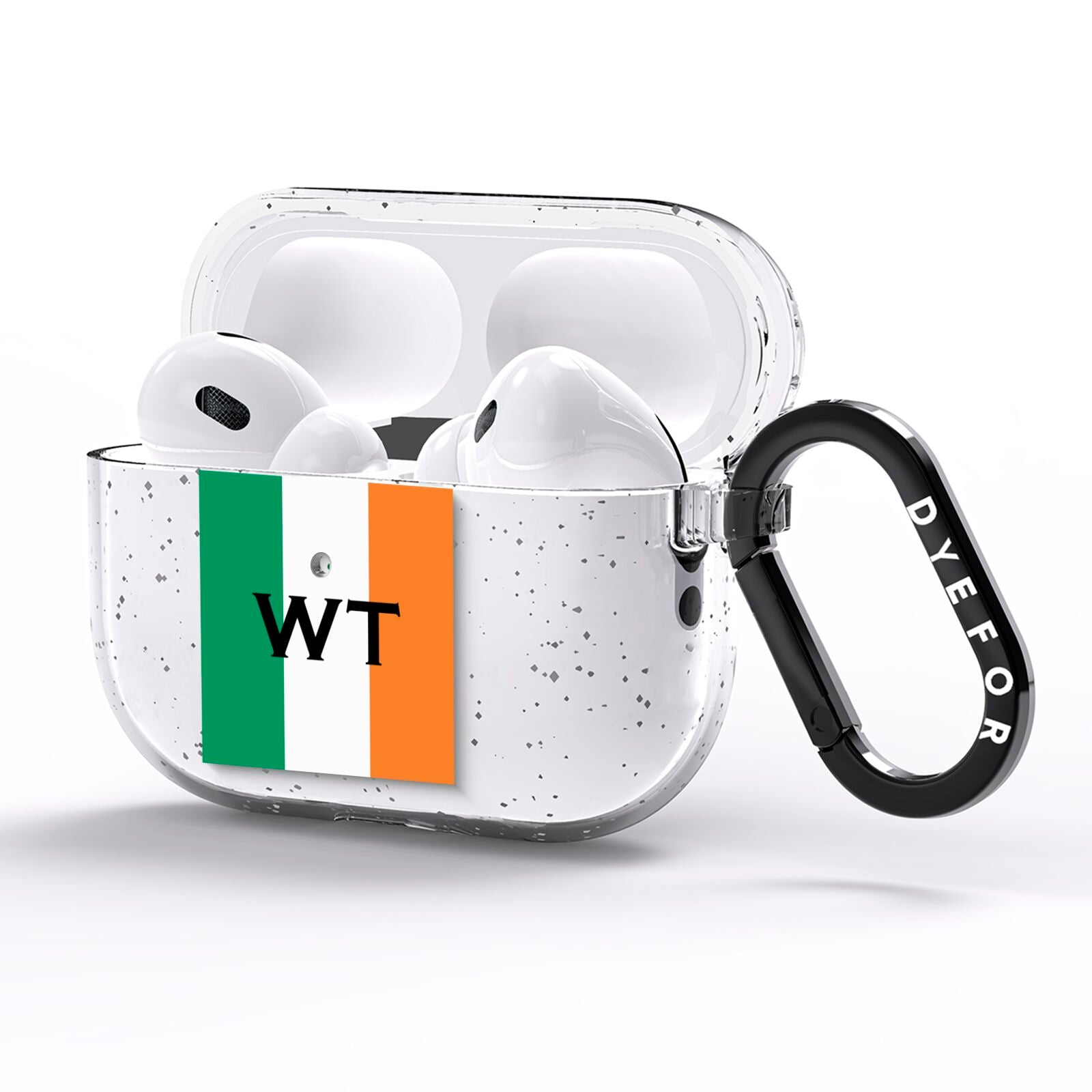 Irish Colours Personalised Initials AirPods Pro Glitter Case Side Image