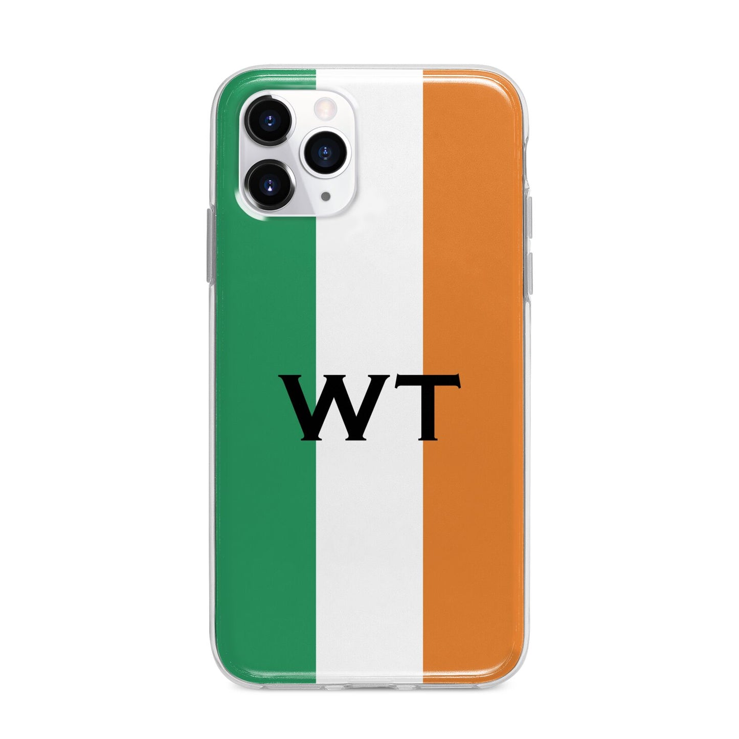 Irish Colours Personalised Initials Apple iPhone 11 Pro Max in Silver with Bumper Case
