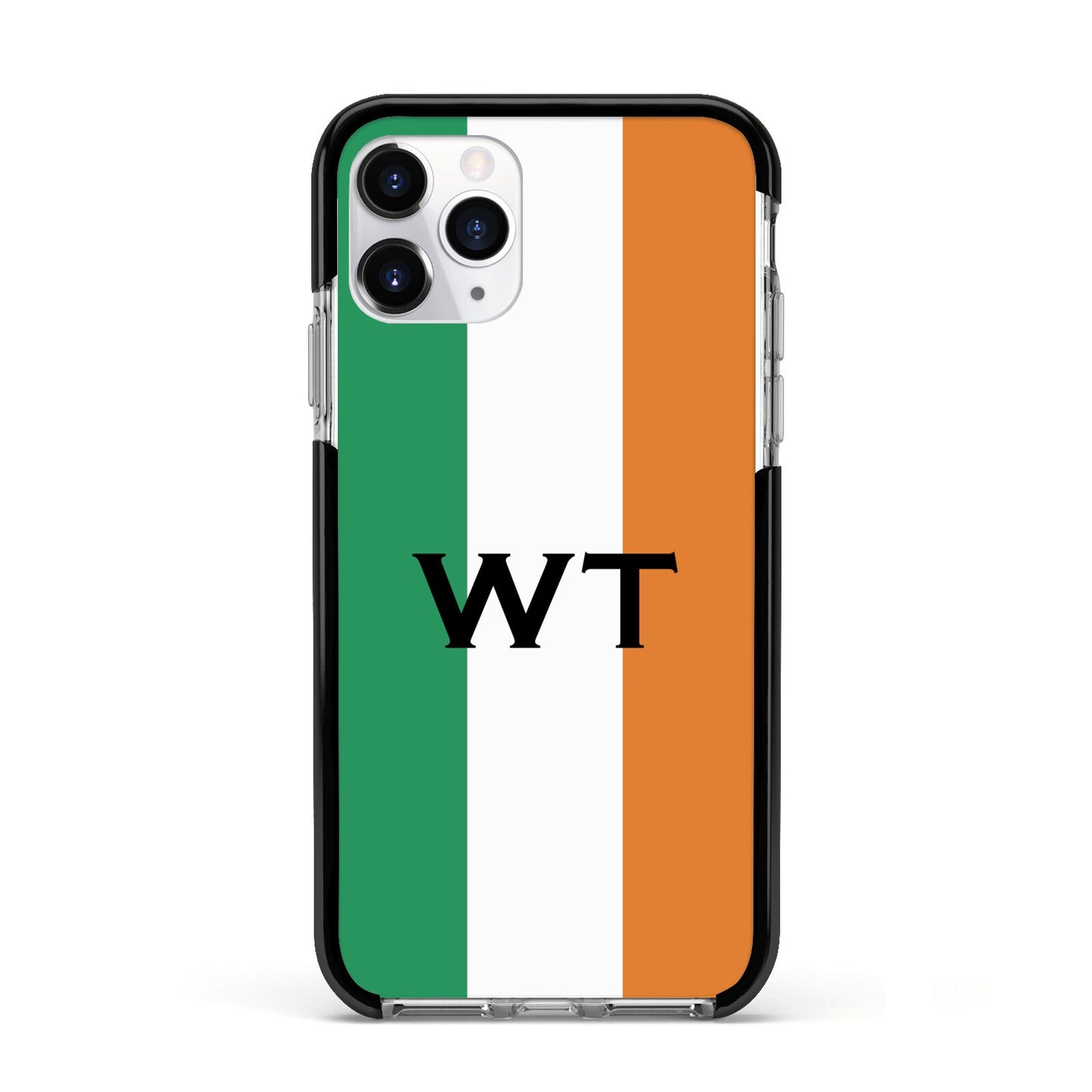 Irish Colours Personalised Initials Apple iPhone 11 Pro in Silver with Black Impact Case