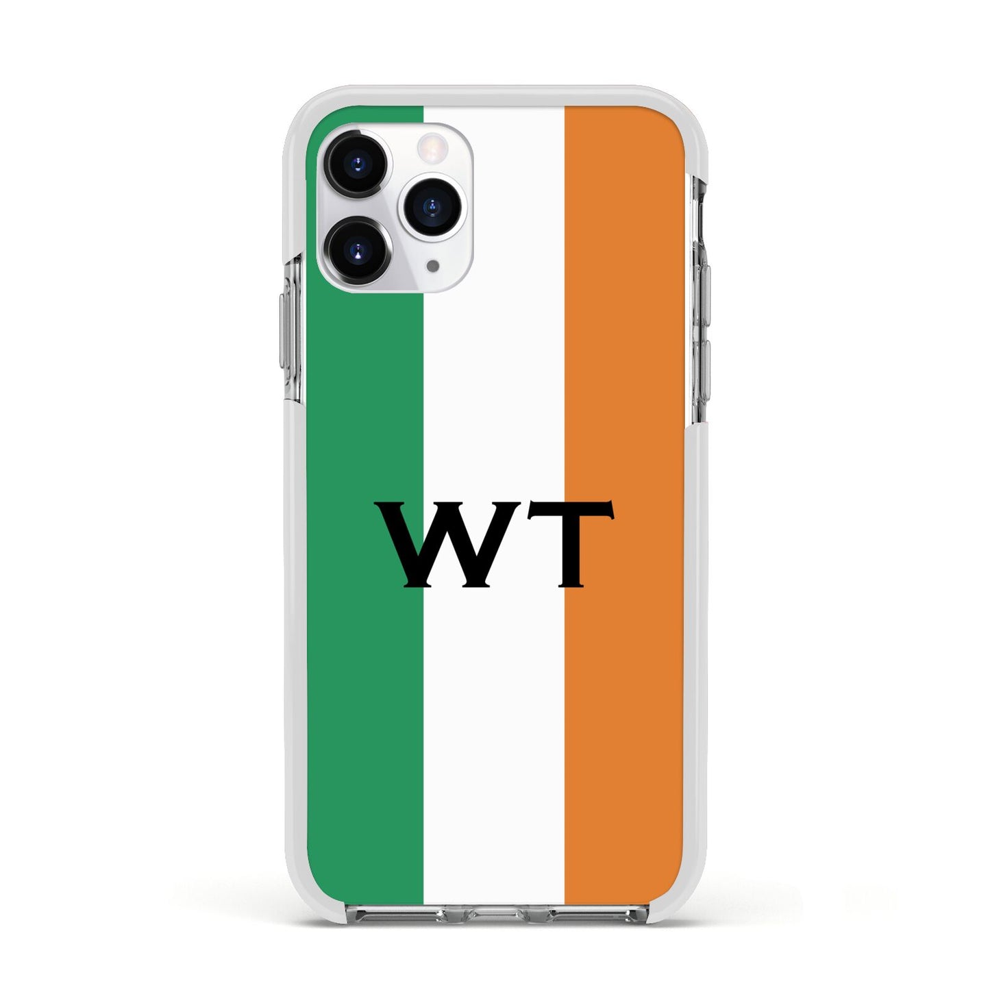 Irish Colours Personalised Initials Apple iPhone 11 Pro in Silver with White Impact Case