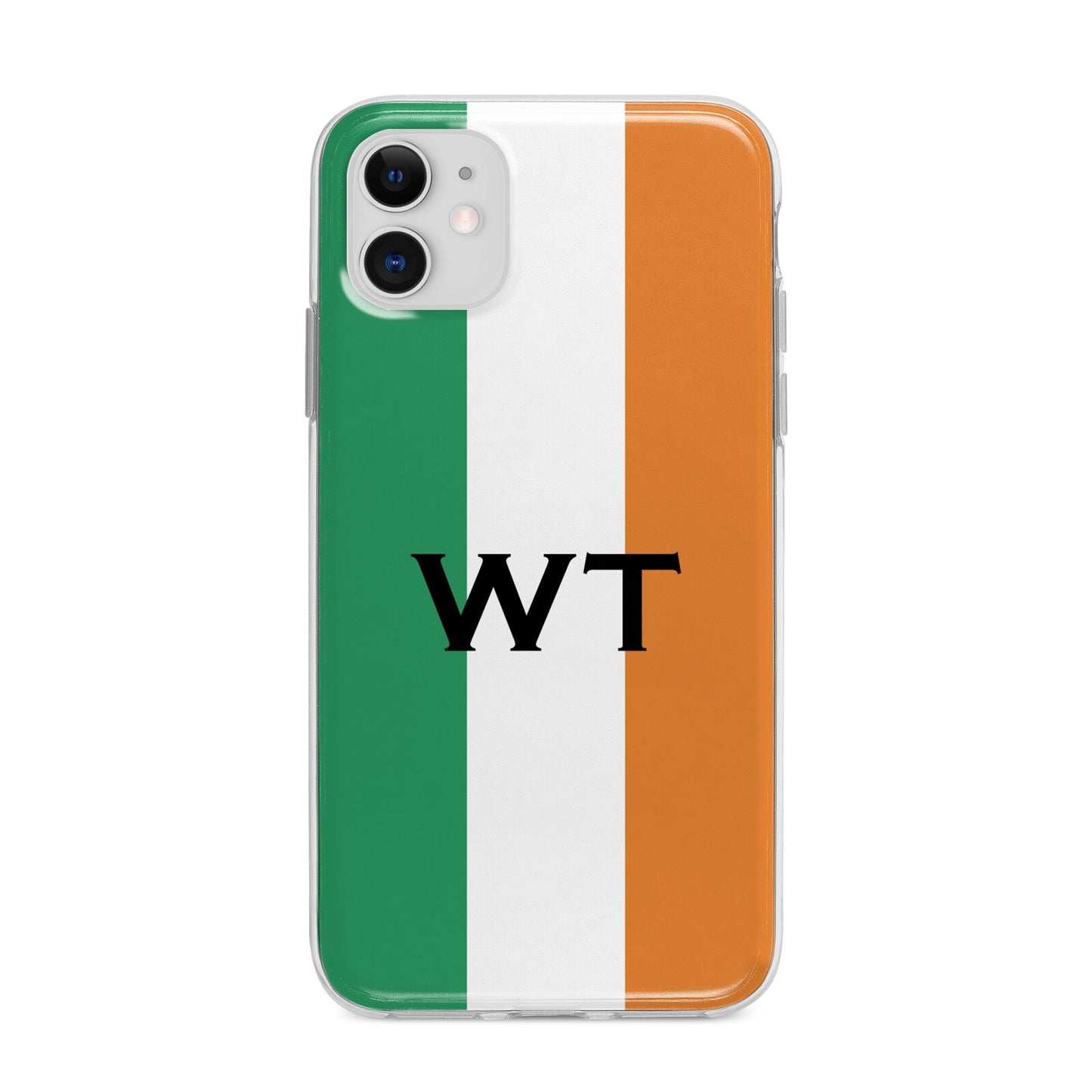 Irish Colours Personalised Initials Apple iPhone 11 in White with Bumper Case
