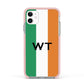 Irish Colours Personalised Initials Apple iPhone 11 in White with Pink Impact Case