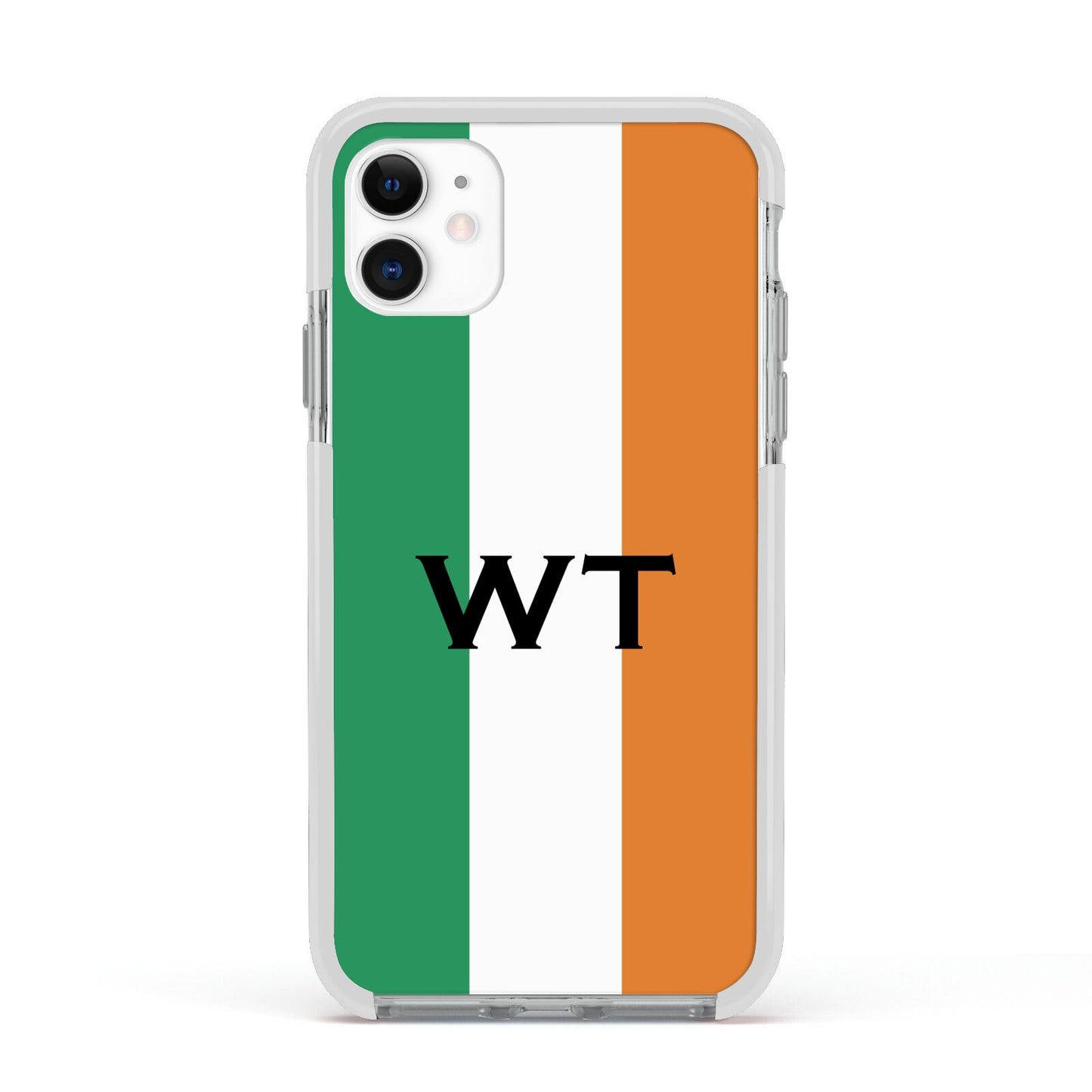 Irish Colours Personalised Initials Apple iPhone 11 in White with White Impact Case