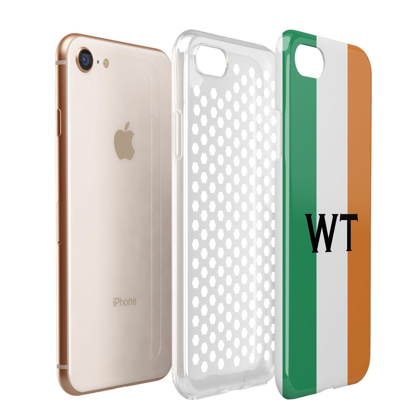 Irish Colours Personalised Initials Apple iPhone 7 8 3D Tough Case Expanded View