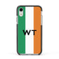 Irish Colours Personalised Initials Apple iPhone XR Impact Case Black Edge on Silver Phone