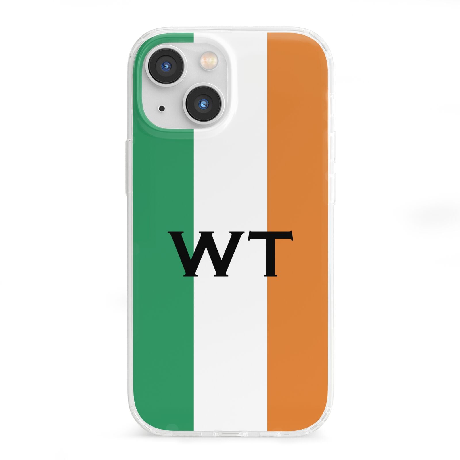 Irish Colours Personalised Initials iPhone 13 Mini Clear Bumper Case