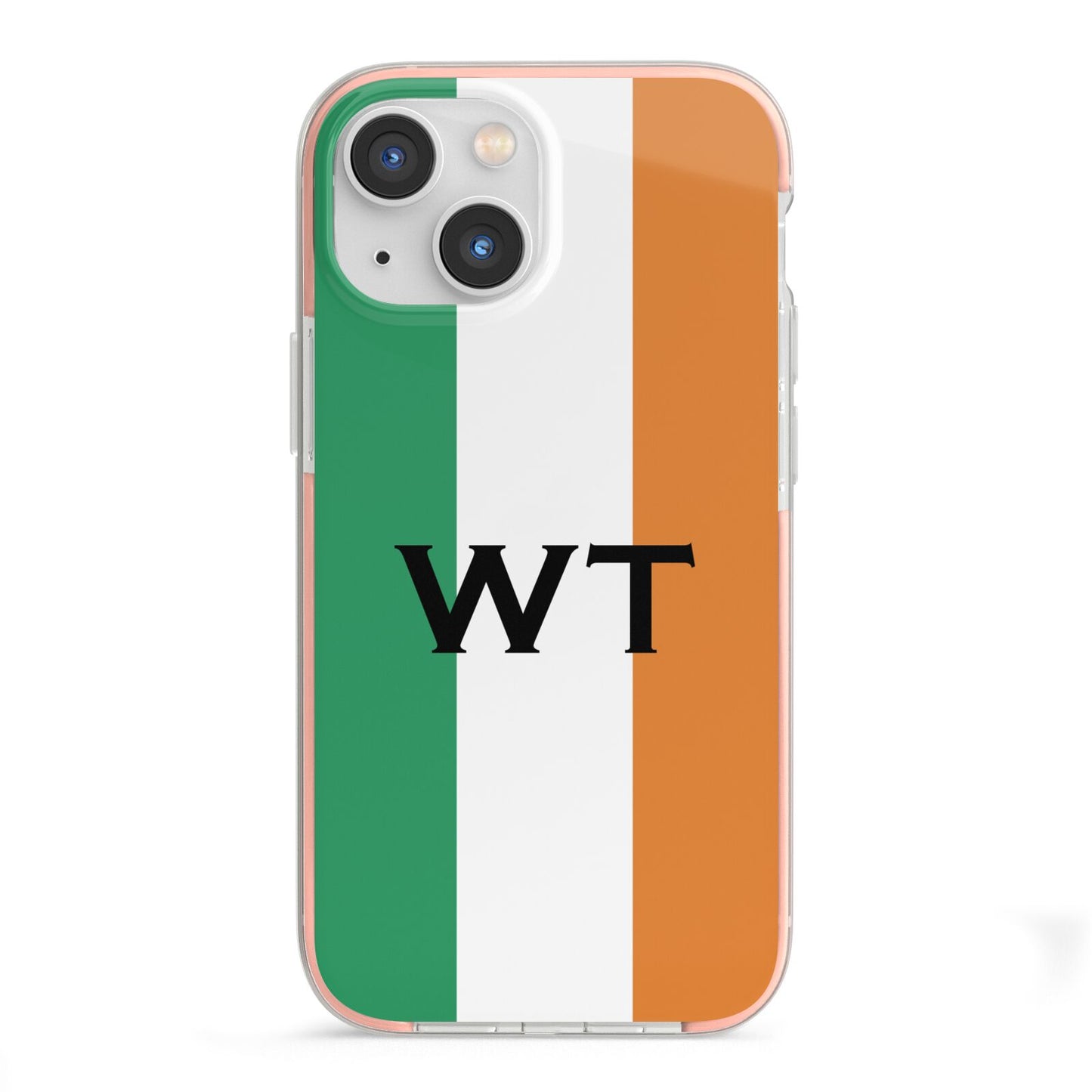 Irish Colours Personalised Initials iPhone 13 Mini TPU Impact Case with Pink Edges