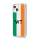 Irish Colours Personalised Initials iPhone 14 Clear Tough Case Starlight Angled Image