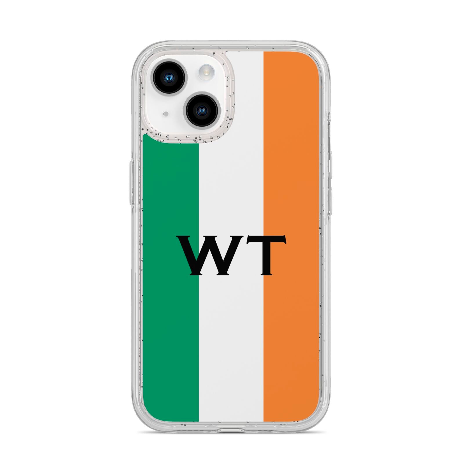 Irish Colours Personalised Initials iPhone 14 Glitter Tough Case Starlight