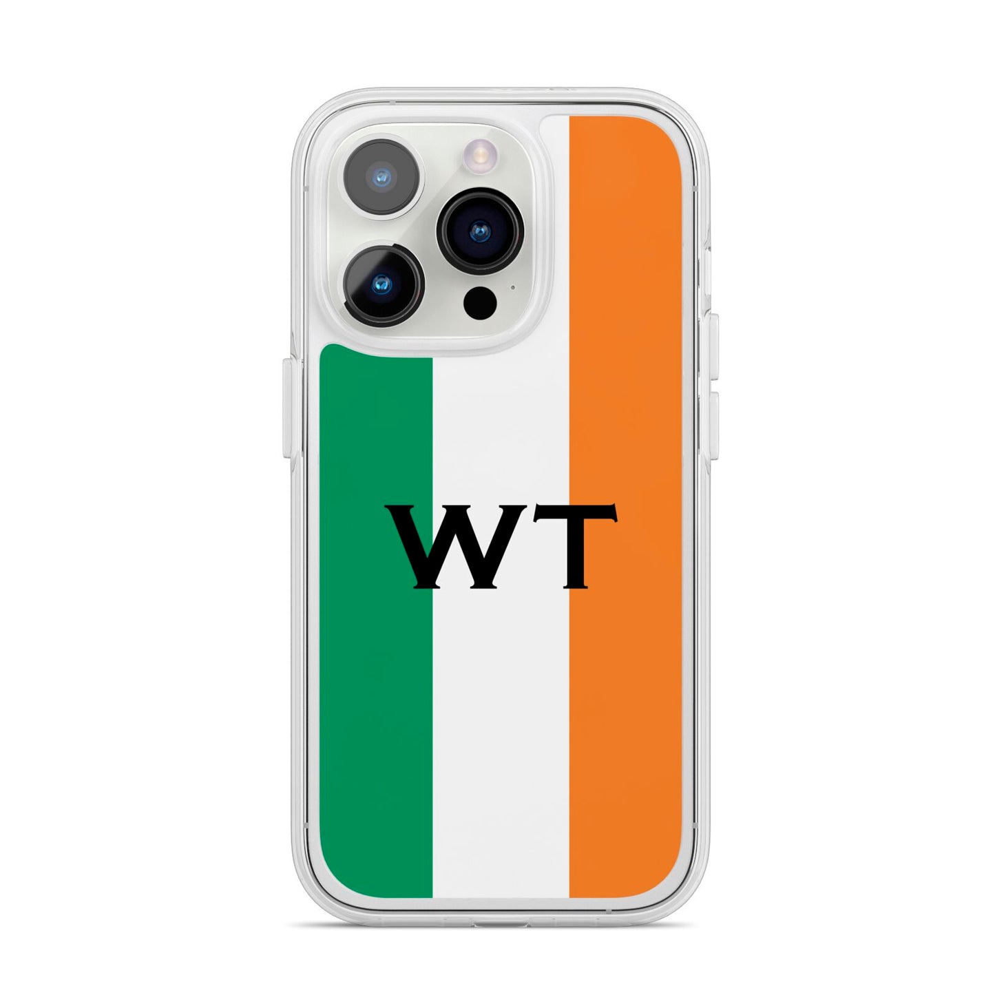 Irish Colours Personalised Initials iPhone 14 Pro Clear Tough Case Silver