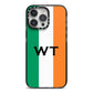 Irish Colours Personalised Initials iPhone 14 Pro Max Black Impact Case on Silver phone