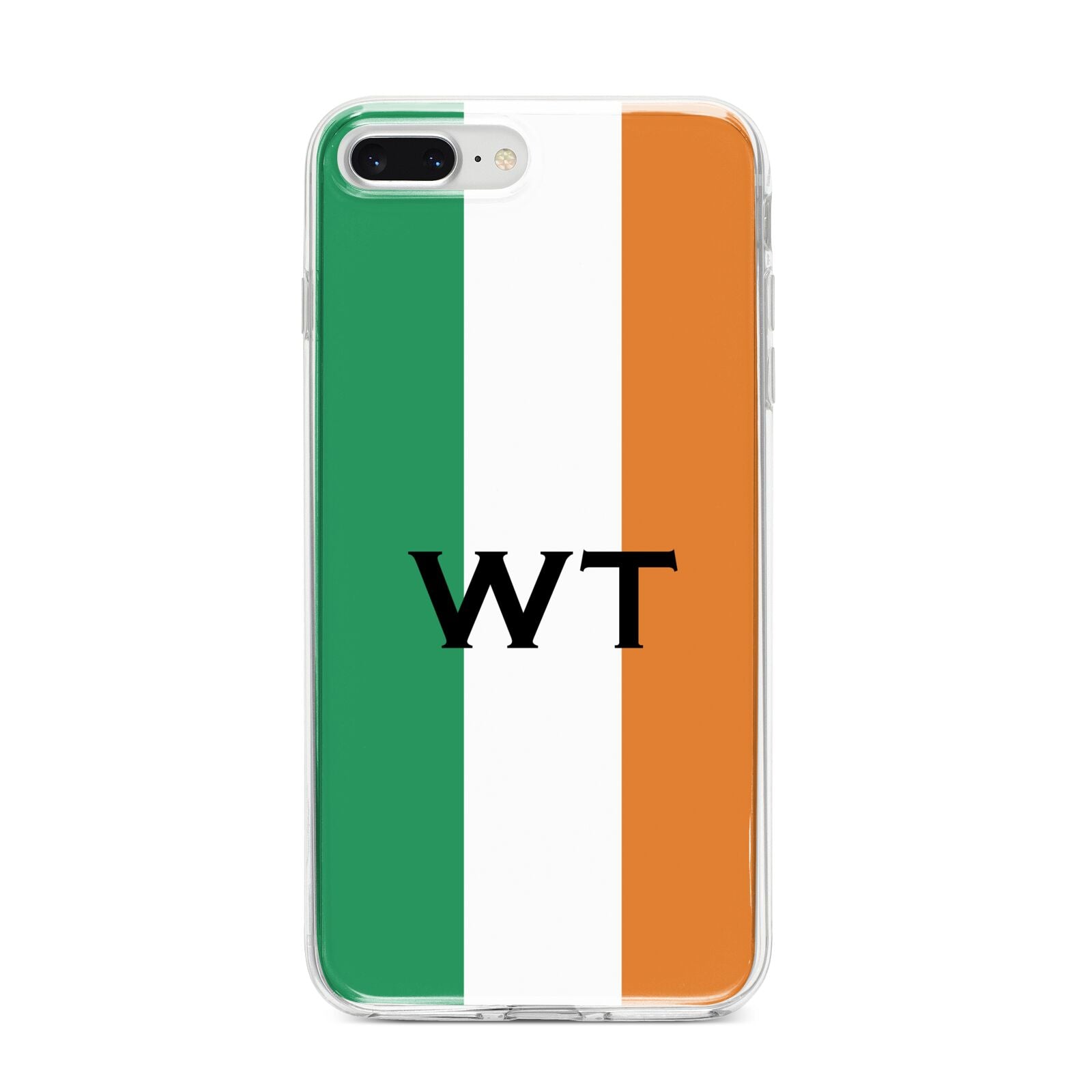 Irish Colours Personalised Initials iPhone 8 Plus Bumper Case on Silver iPhone