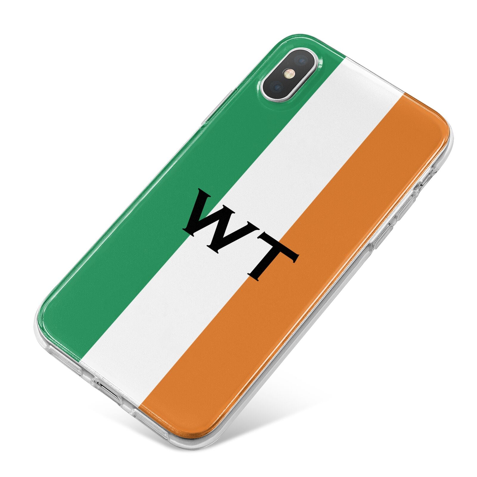 Irish Colours Personalised Initials iPhone X Bumper Case on Silver iPhone