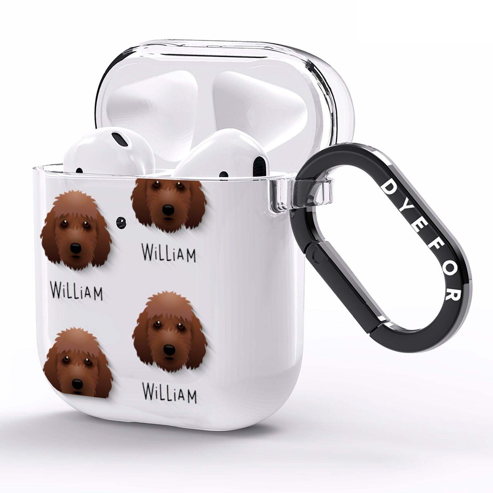 Irish Doodle Icon with Name AirPods Clear Case Side Image