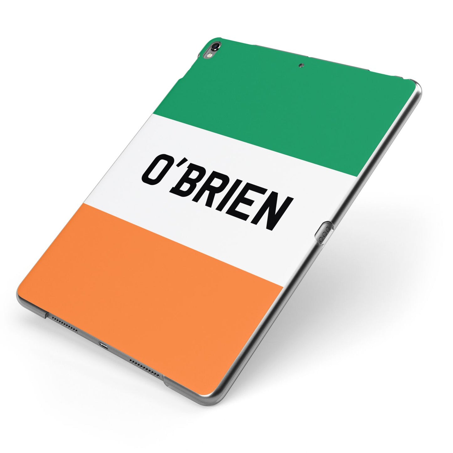 Irish Flag Personalised Name Apple iPad Case on Grey iPad Side View