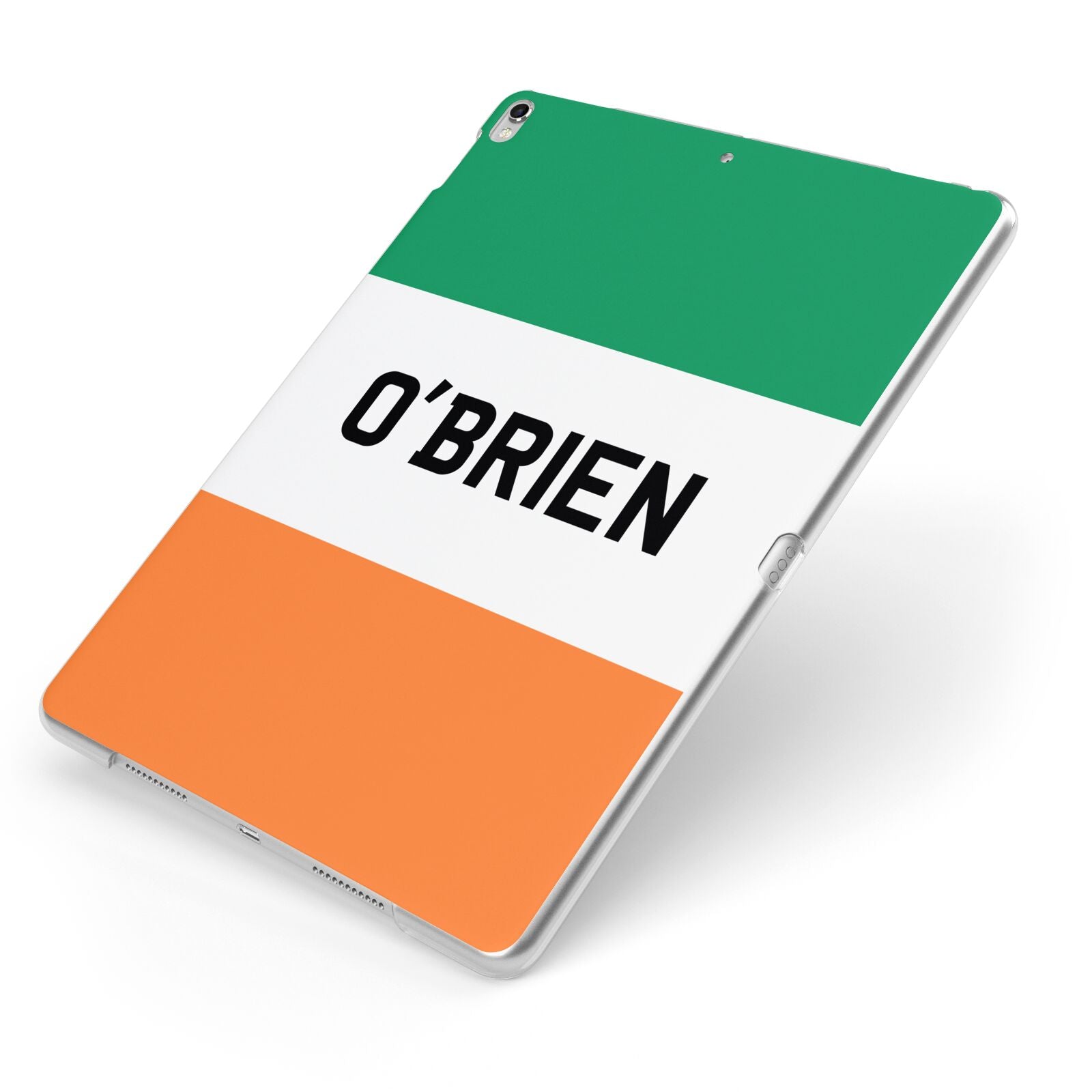 Irish Flag Personalised Name Apple iPad Case on Silver iPad Side View