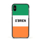 Irish Flag Personalised Name Apple iPhone Xs Impact Case Black Edge on Black Phone