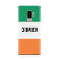 Irish Flag Personalised Name Samsung Galaxy S9 Plus Case on Silver phone