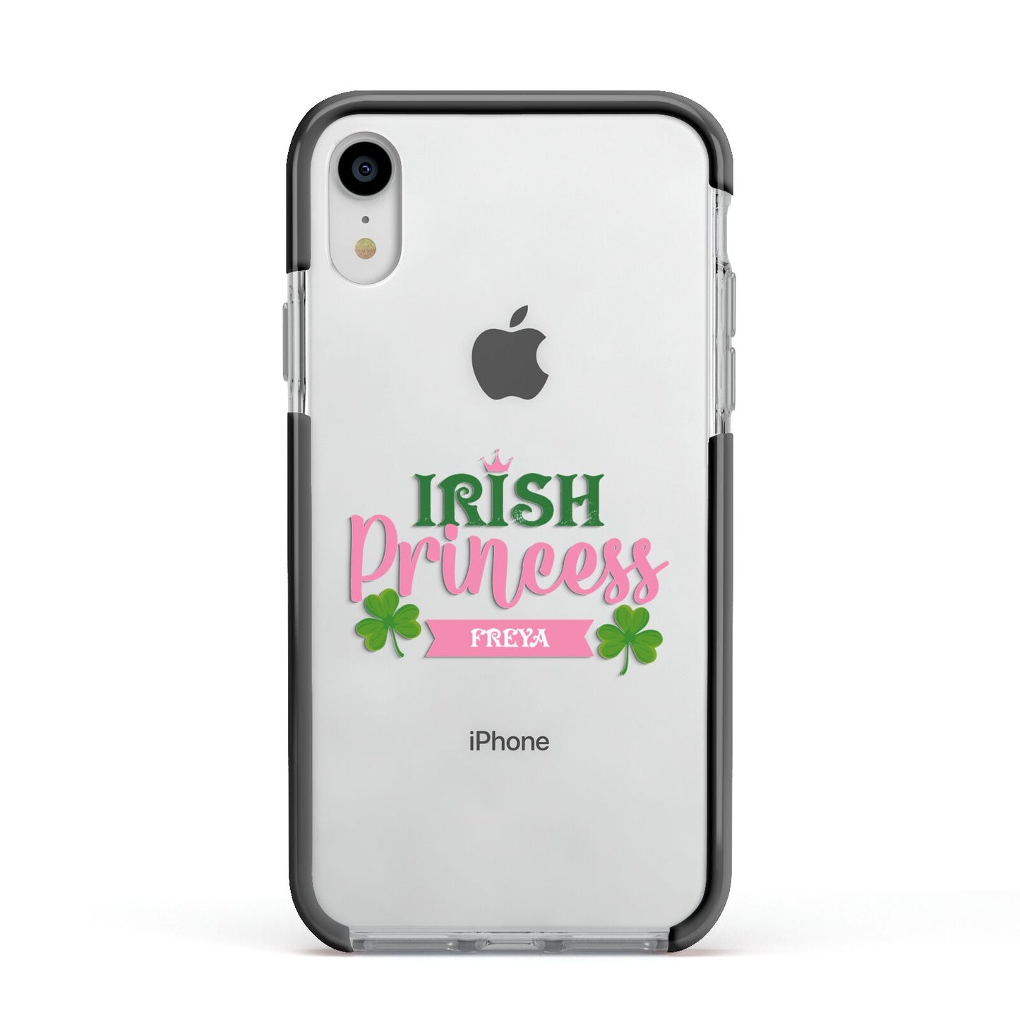 Irish Princess Personalised Apple iPhone XR Impact Case Black Edge on Silver Phone