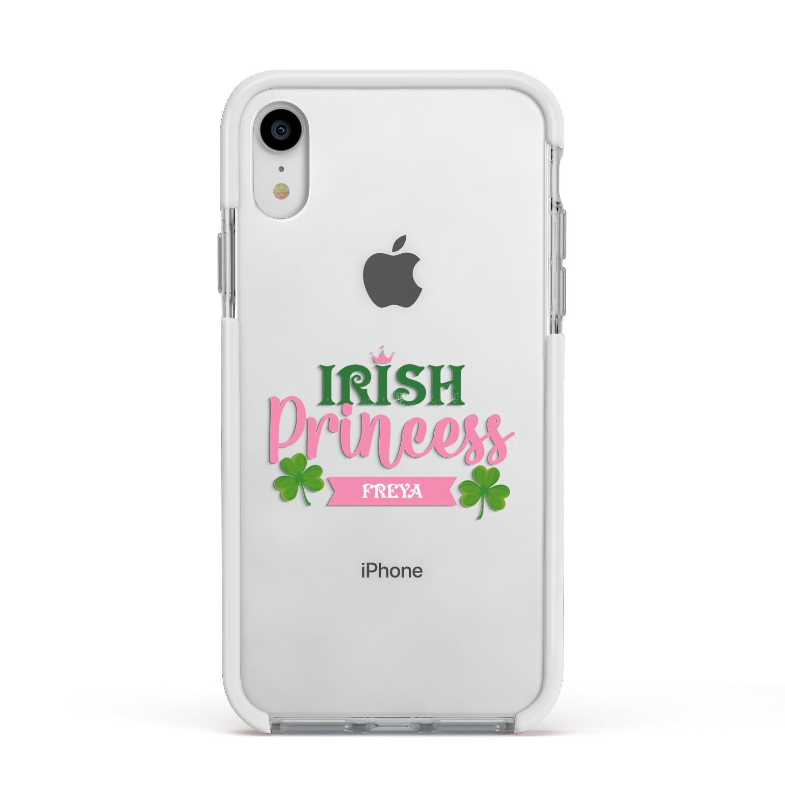 Irish Princess Personalised Apple iPhone XR Impact Case White Edge on Silver Phone