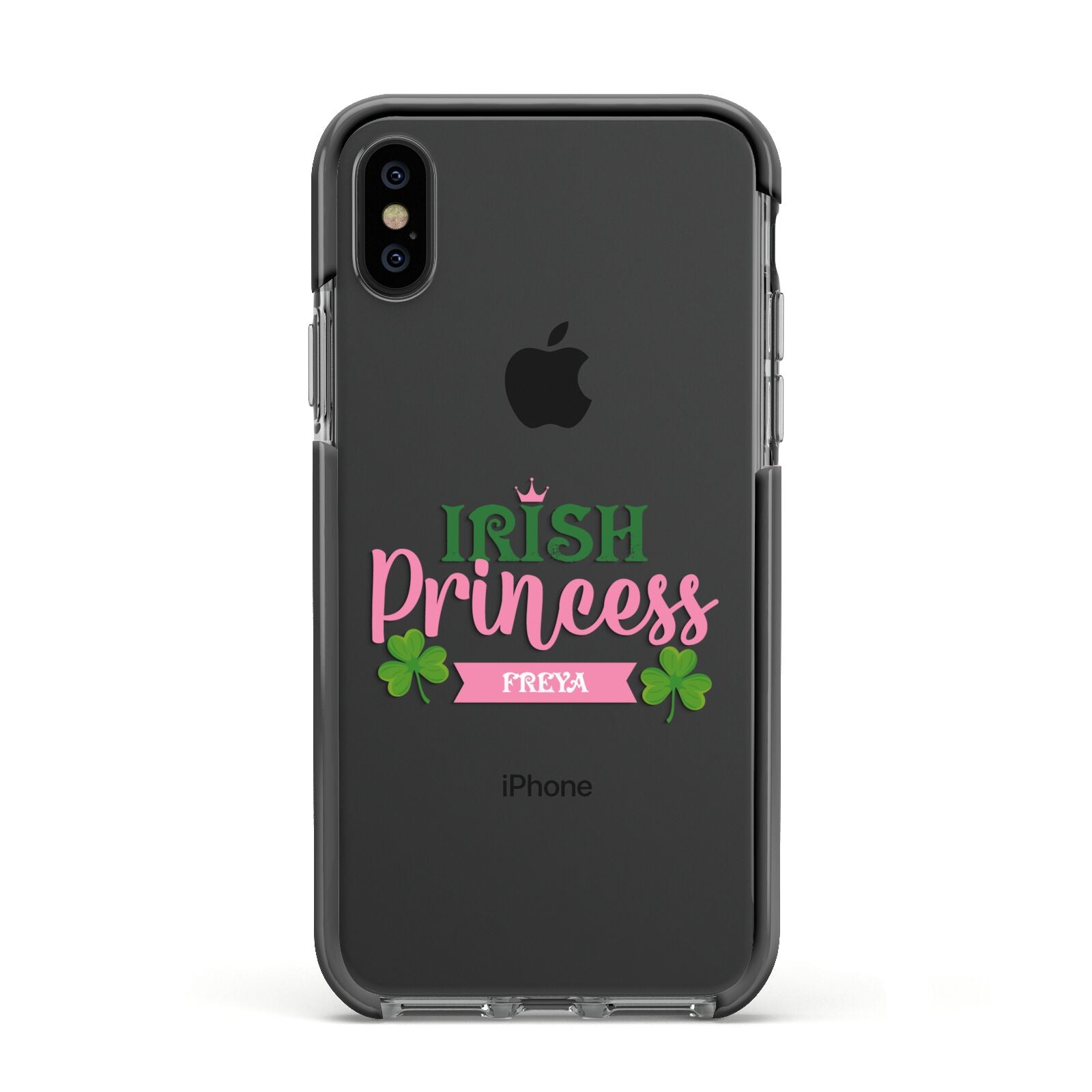 Irish Princess Personalised Apple iPhone Xs Impact Case Black Edge on Black Phone