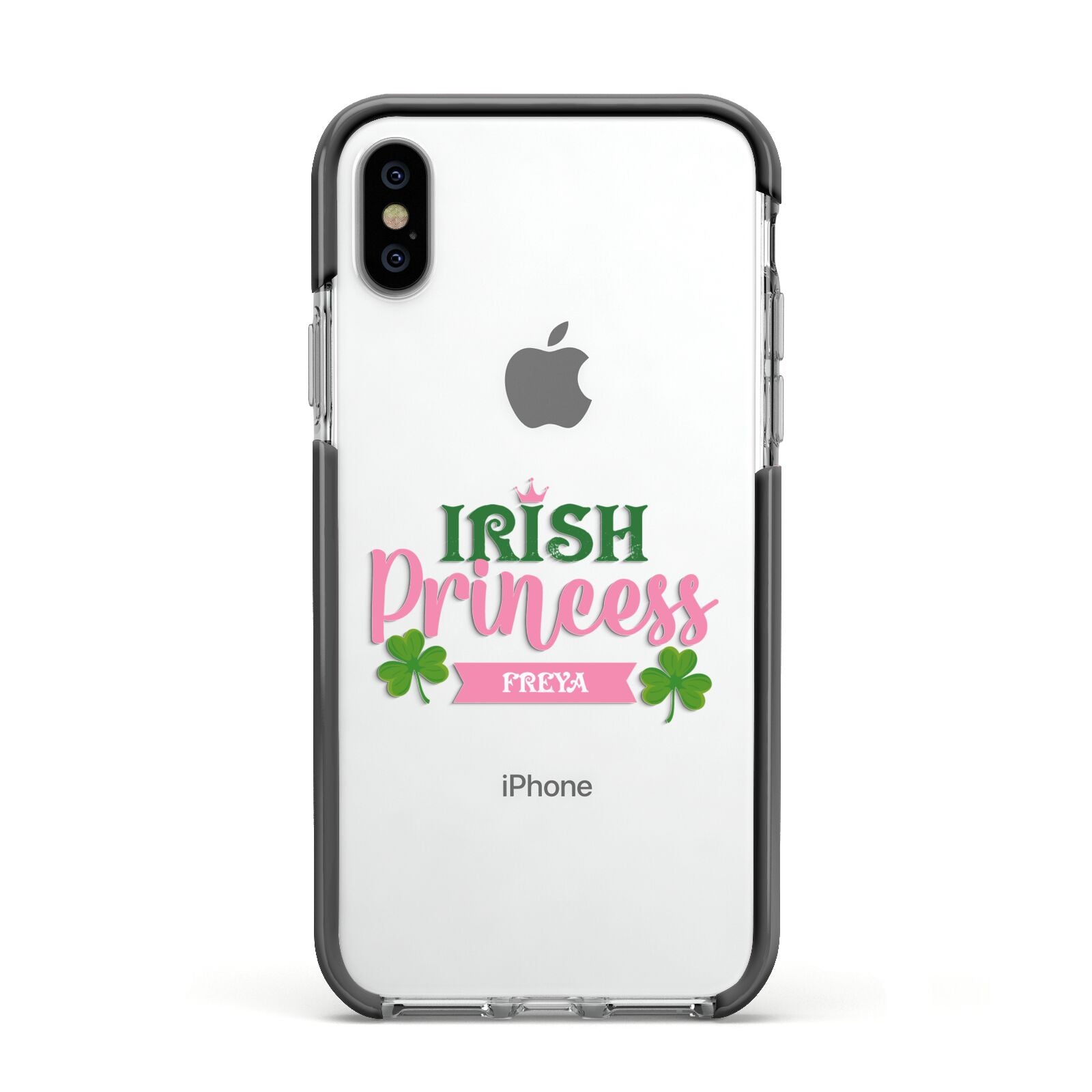 Irish Princess Personalised Apple iPhone Xs Impact Case Black Edge on Silver Phone