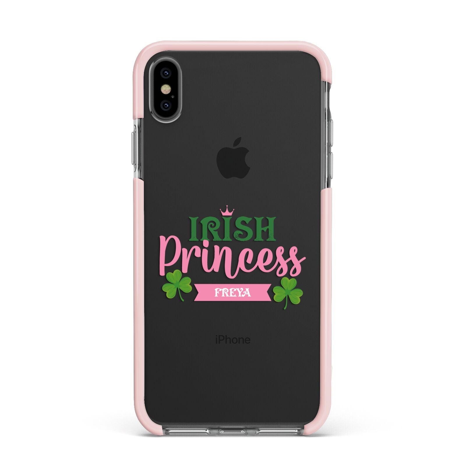 Irish Princess Personalised Apple iPhone Xs Max Impact Case Pink Edge on Black Phone