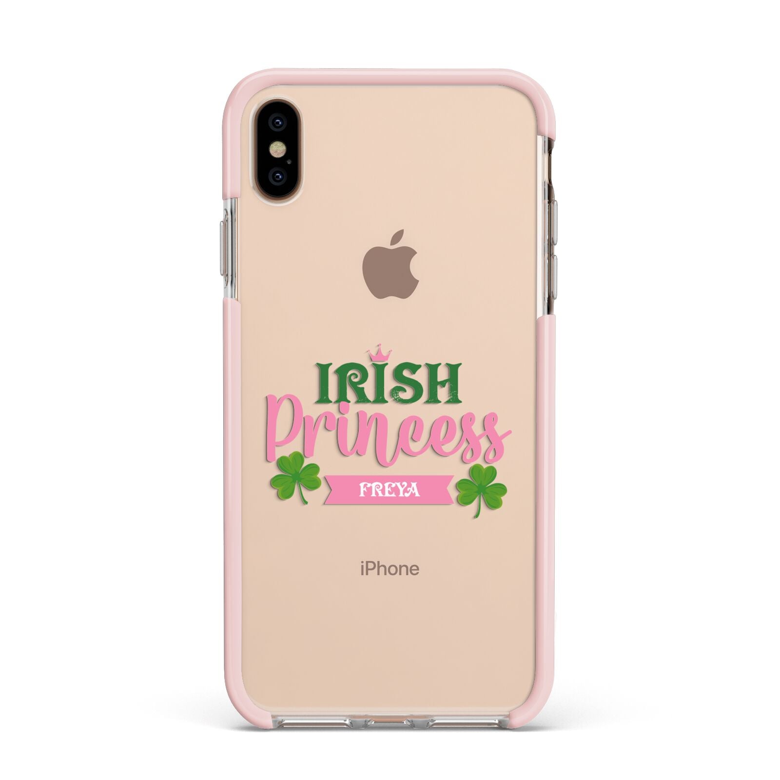 Irish Princess Personalised Apple iPhone Xs Max Impact Case Pink Edge on Gold Phone