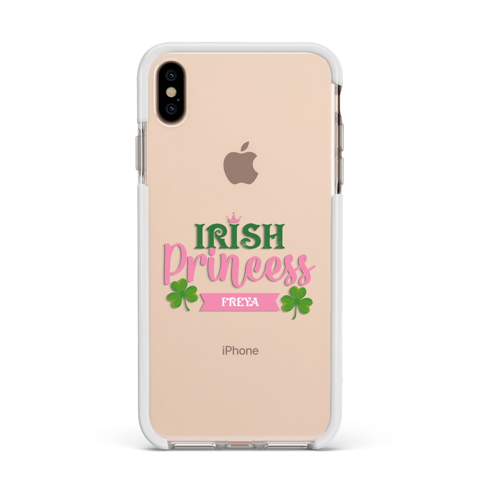 Irish Princess Personalised Apple iPhone Xs Max Impact Case White Edge on Gold Phone