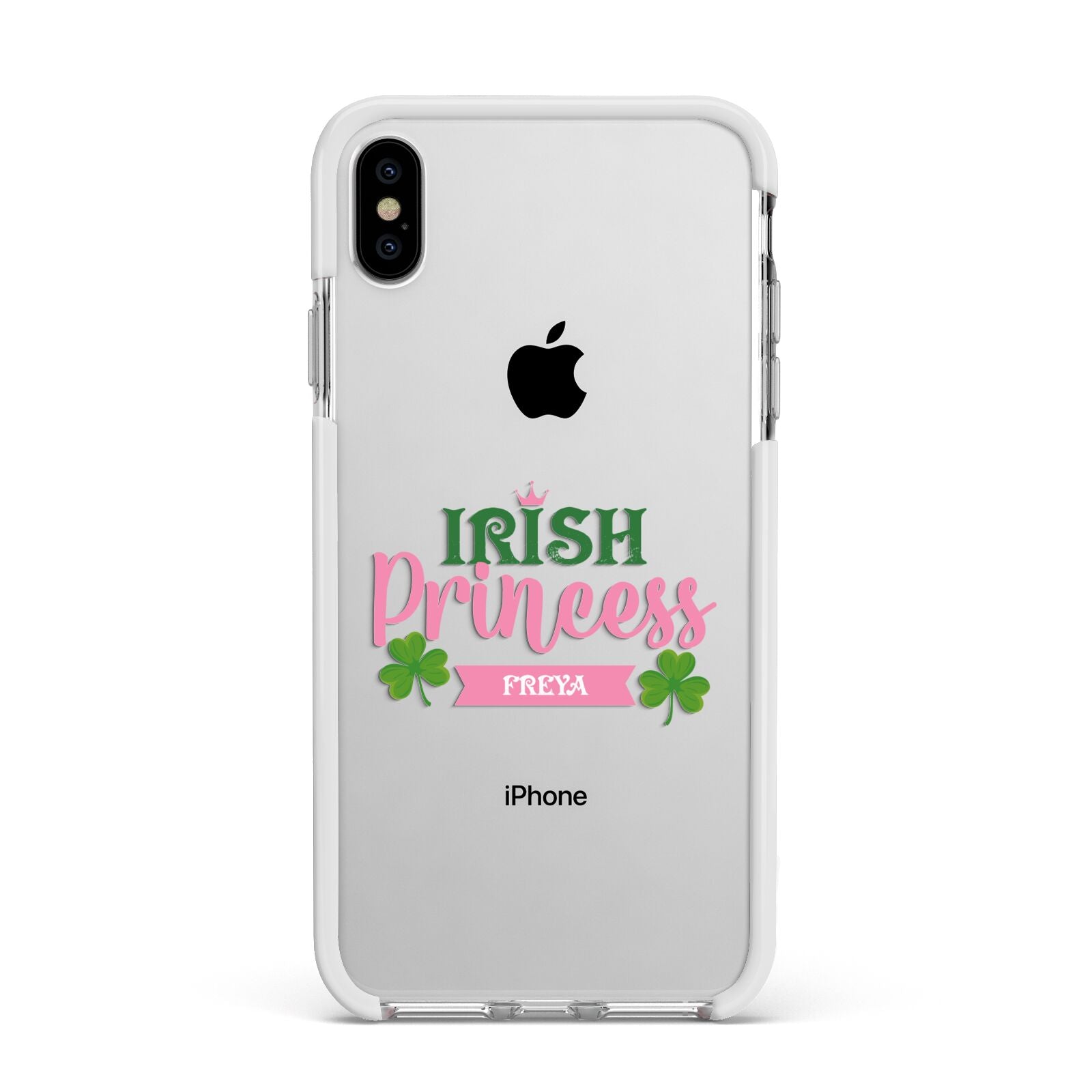 Irish Princess Personalised Apple iPhone Xs Max Impact Case White Edge on Silver Phone