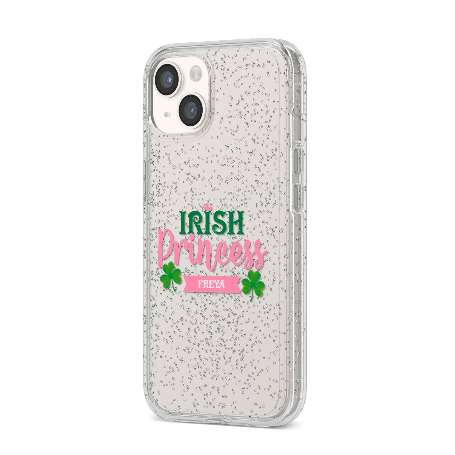 Irish Princess Personalised iPhone 14 Glitter Tough Case Starlight Angled Image