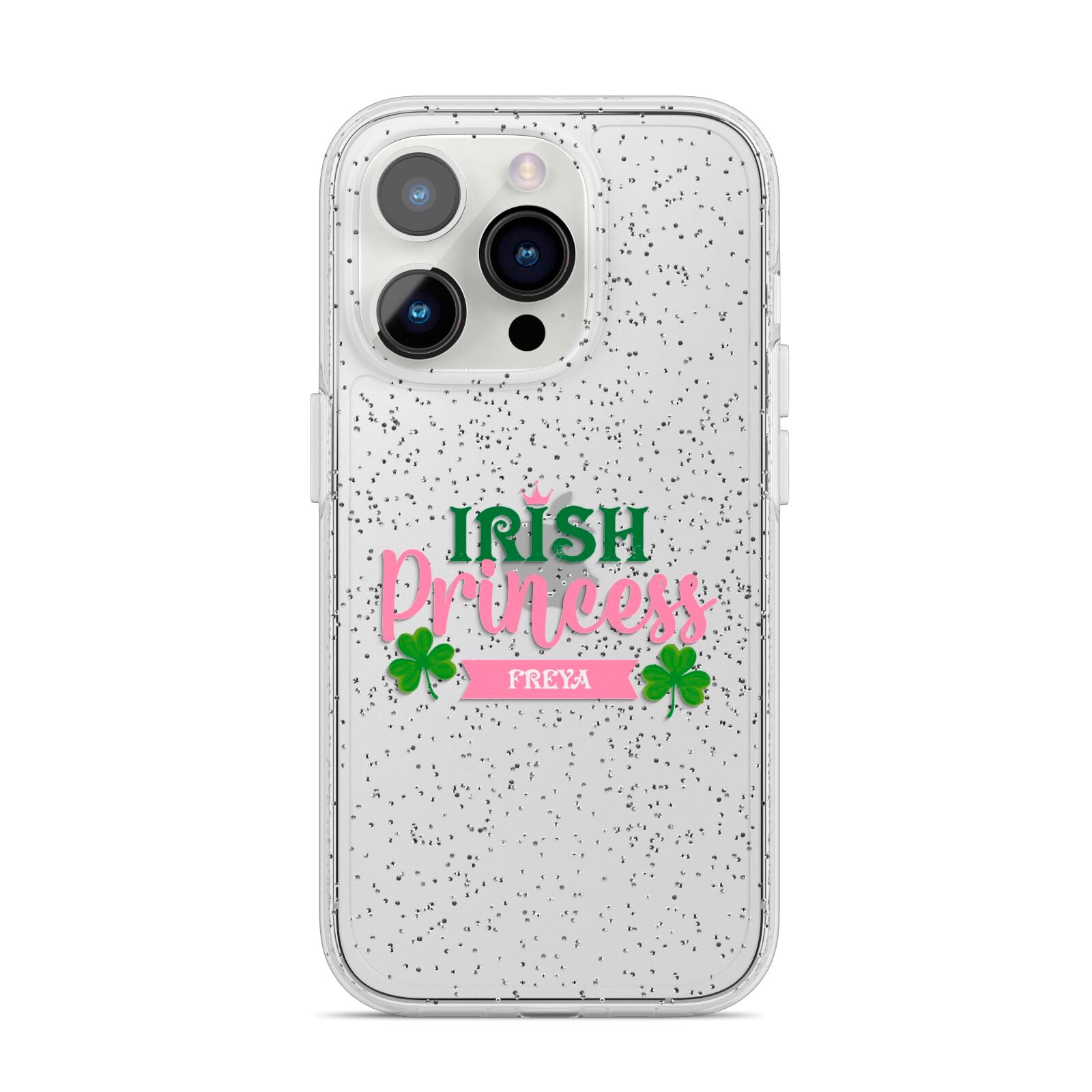 Irish Princess Personalised iPhone 14 Pro Glitter Tough Case Silver