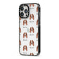 Irish Red White Setter Icon with Name iPhone 13 Pro Max Black Impact Case Side Angle on Silver phone