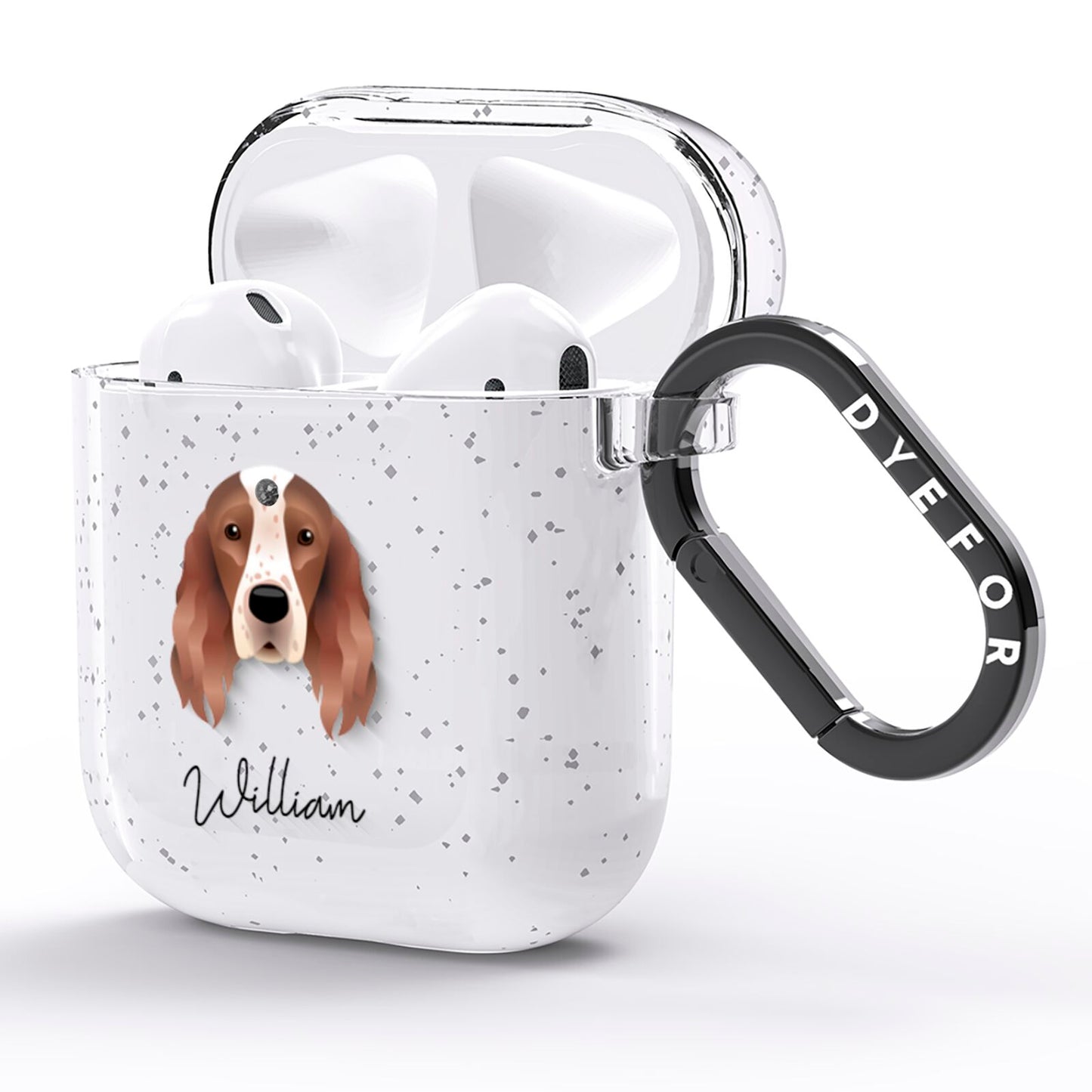 Irish Red White Setter Personalised AirPods Glitter Case Side Image