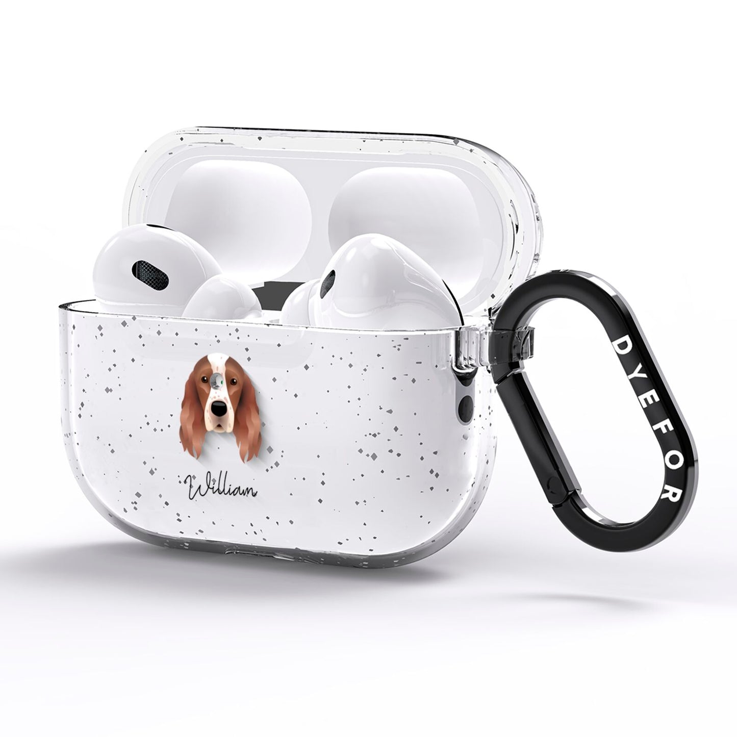 Irish Red White Setter Personalised AirPods Pro Glitter Case Side Image