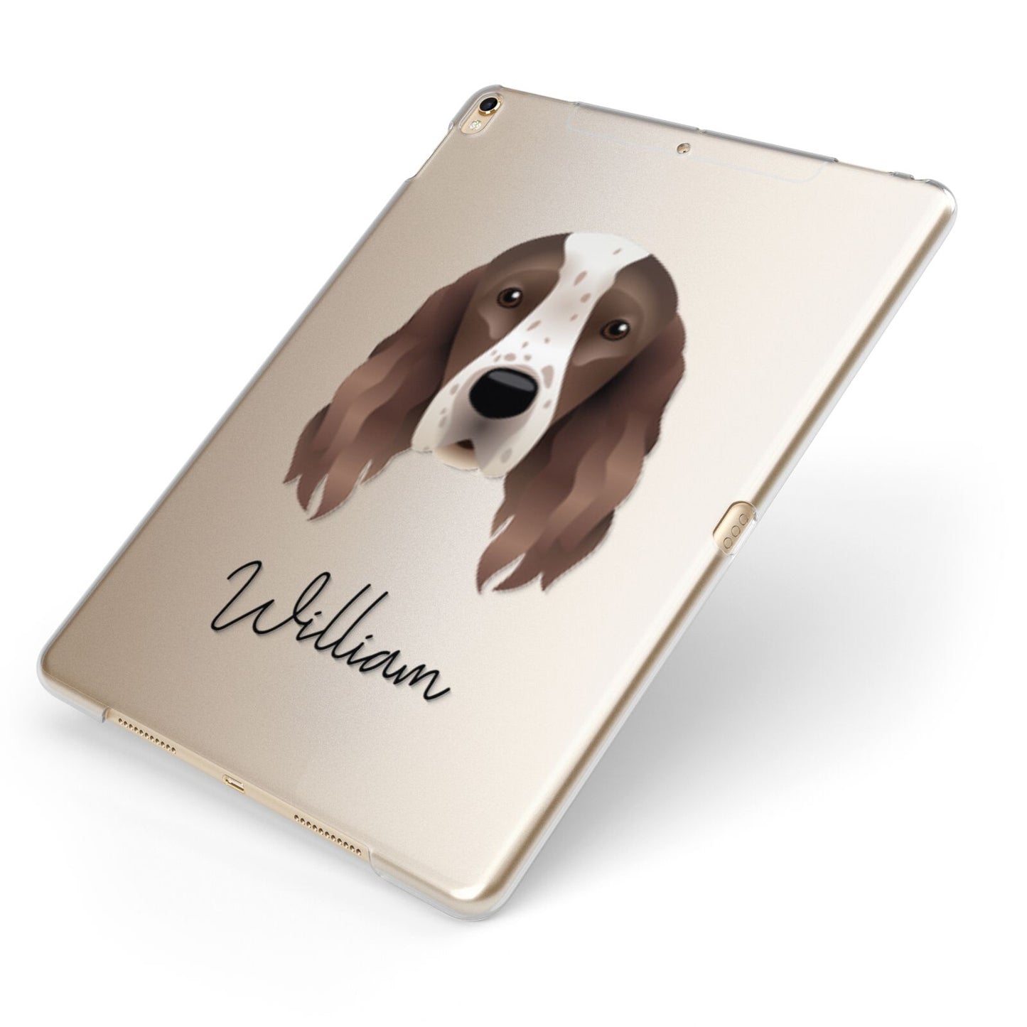 Irish Red White Setter Personalised Apple iPad Case on Gold iPad Side View
