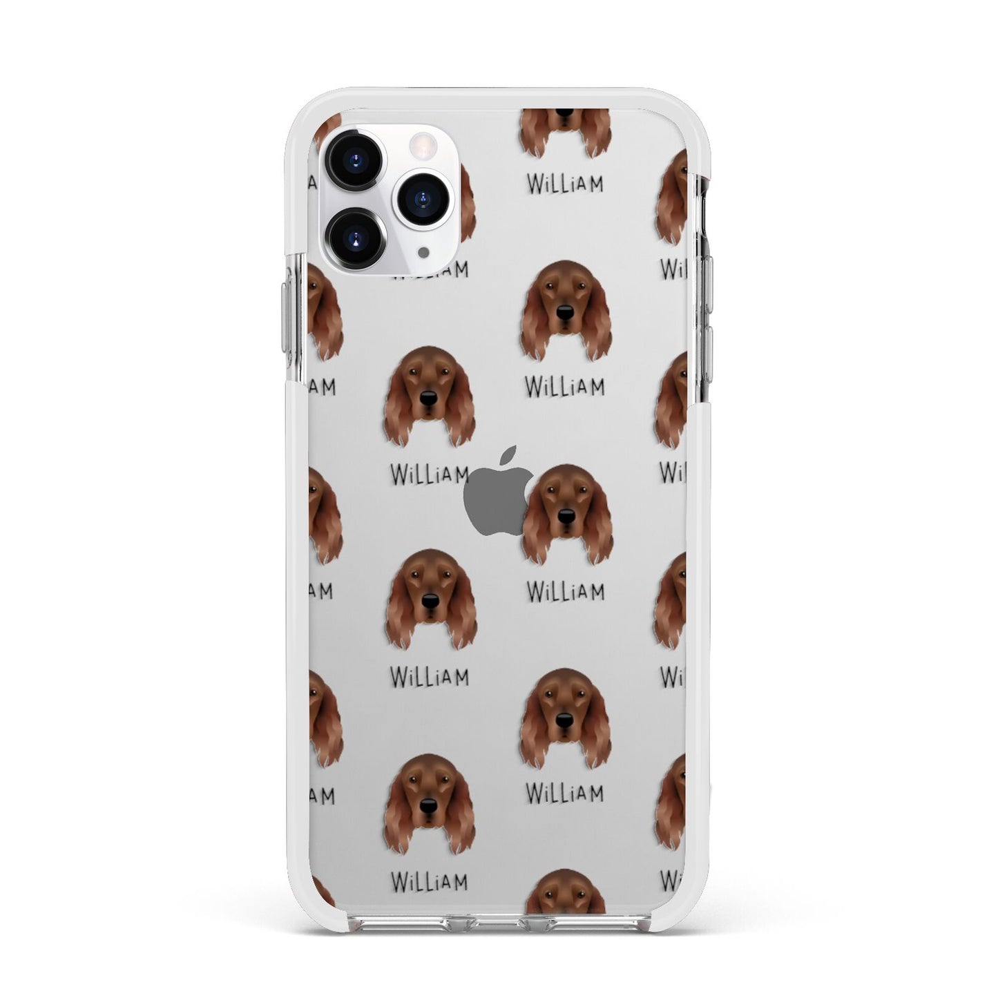 Irish Setter Icon with Name Apple iPhone 11 Pro Max in Silver with White Impact Case