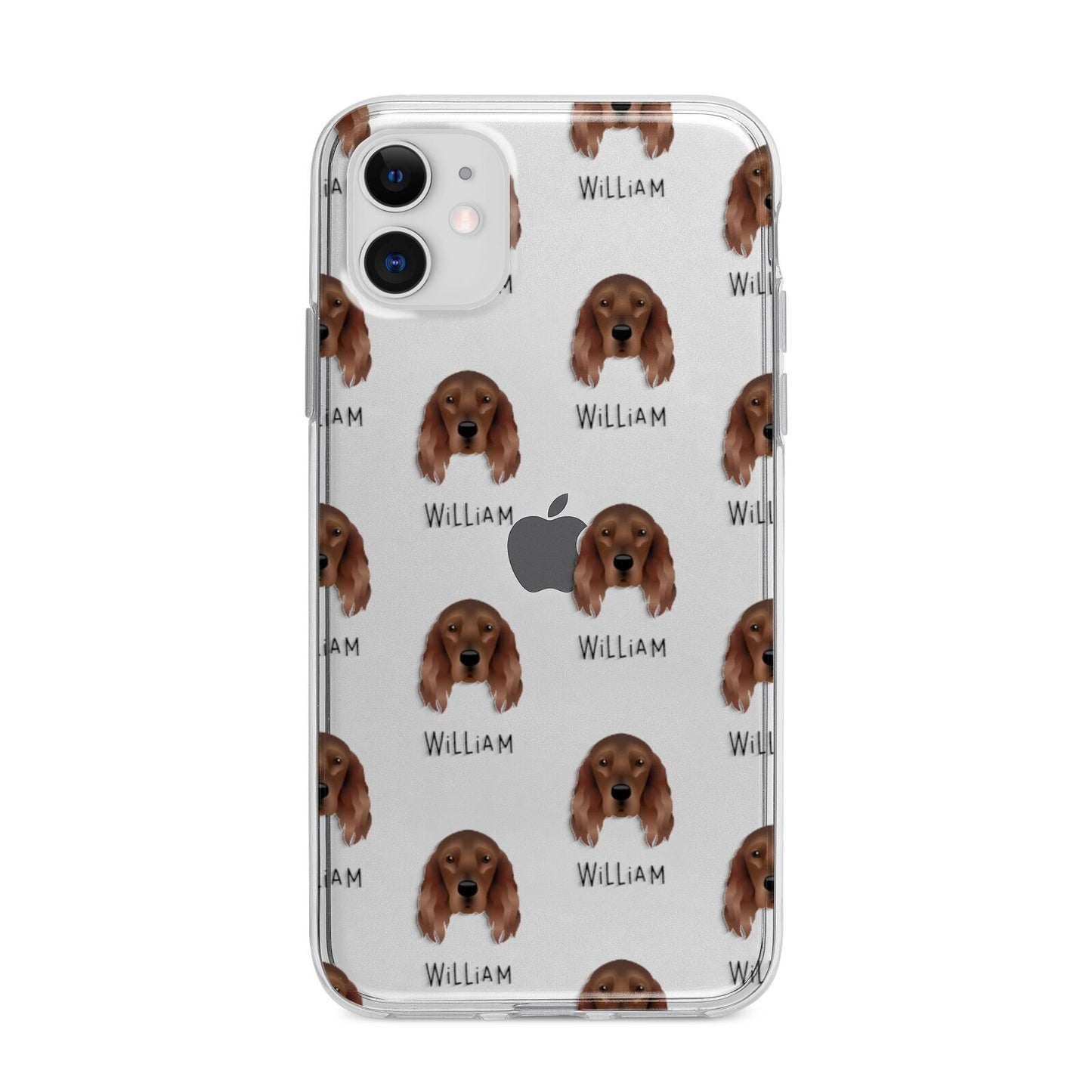 Irish Setter Icon with Name Apple iPhone 11 in White with Bumper Case