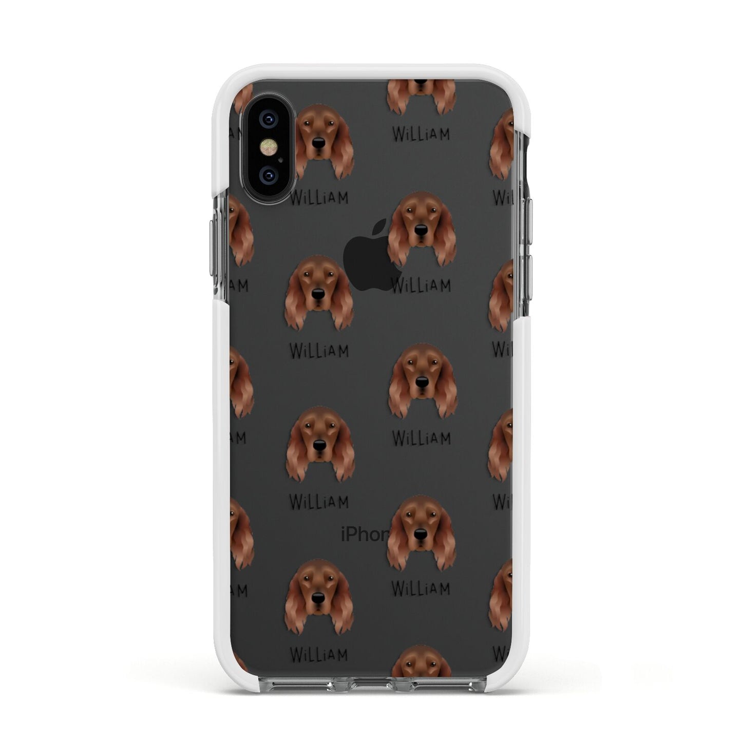 Irish Setter Icon with Name Apple iPhone Xs Impact Case White Edge on Black Phone