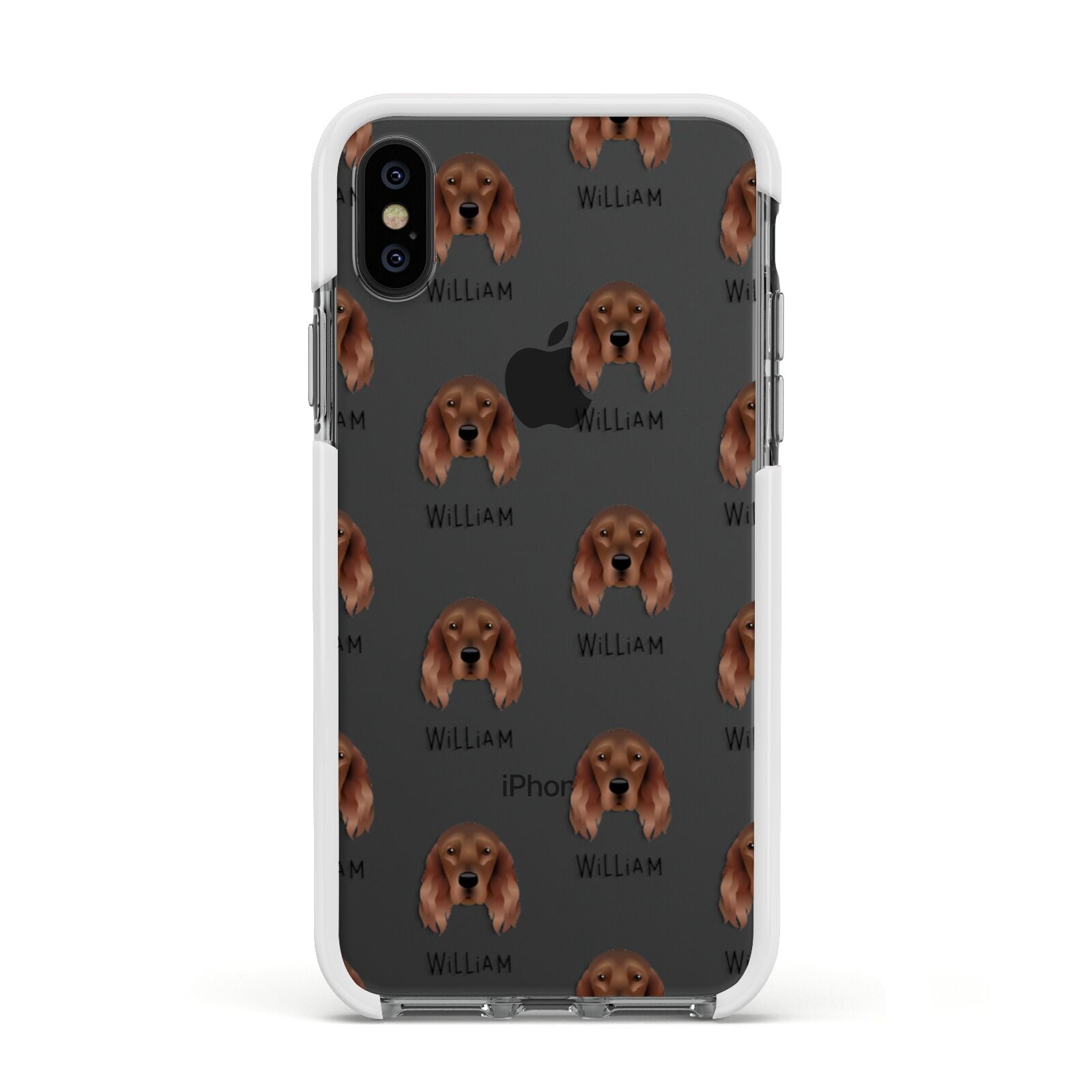 Irish Setter Icon with Name Apple iPhone Xs Impact Case White Edge on Black Phone