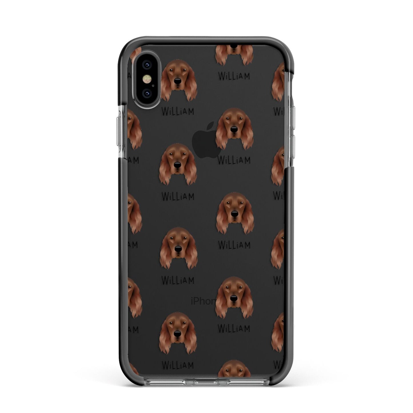Irish Setter Icon with Name Apple iPhone Xs Max Impact Case Black Edge on Black Phone