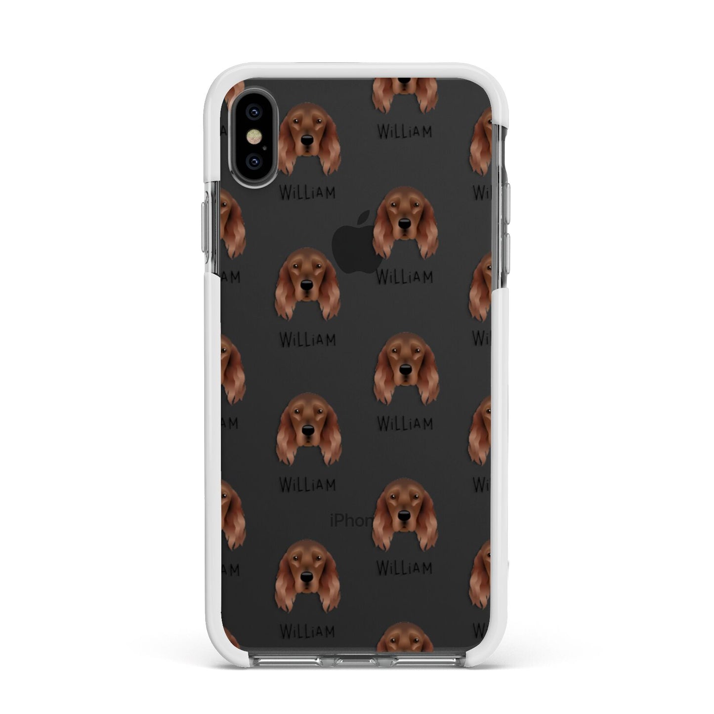 Irish Setter Icon with Name Apple iPhone Xs Max Impact Case White Edge on Black Phone