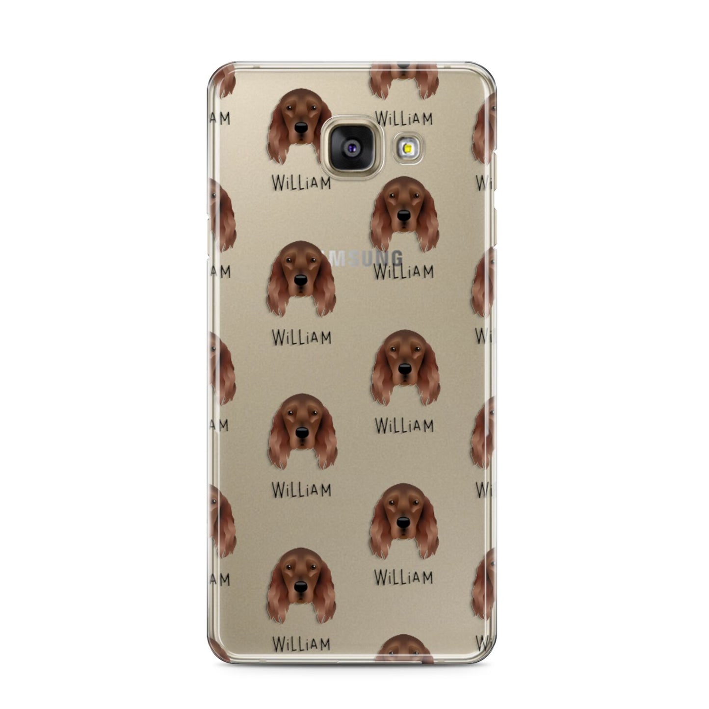 Irish Setter Icon with Name Samsung Galaxy A3 2016 Case on gold phone
