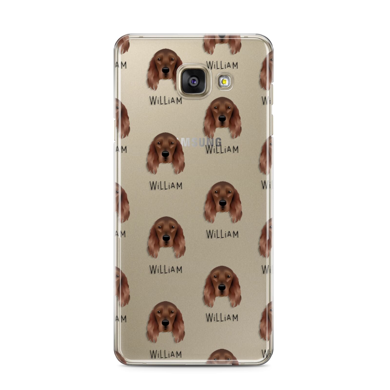 Irish Setter Icon with Name Samsung Galaxy A3 2016 Case on gold phone